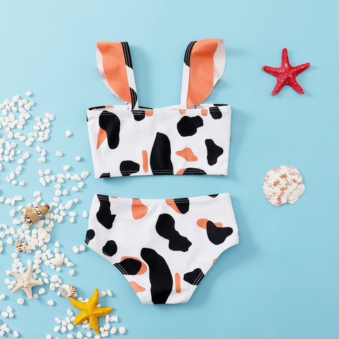 Cow Print Ruffled Swimsuit