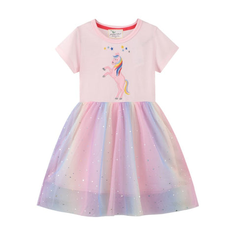 Unicorn Embroidered Short Sleeve Dress