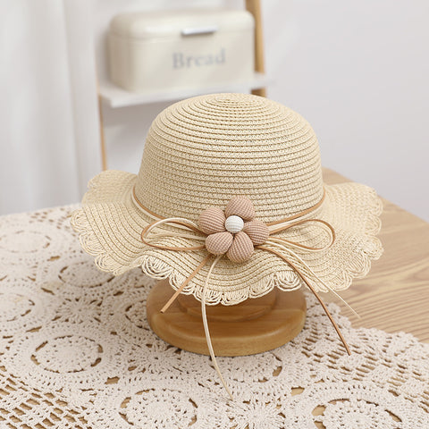 Flower Straw Wide-Brimmed Hat