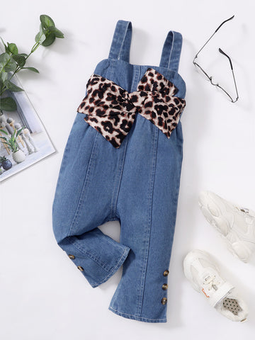 Leopard Print Denim Jumpsuit