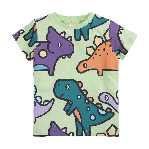 Cartoon Dinosaur Graffiti Printing Short Sleeve T-shirt