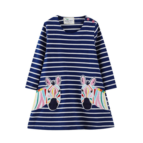 Long Sleeve Girl's Appliqué Dress