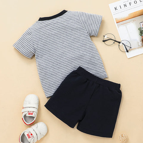 Stripe Short Sleeve Suit