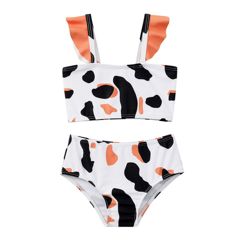 Cow Print Ruffled Swimsuit