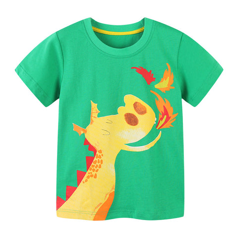 Fire Dragon Printed Short-Sleeved T-shirt