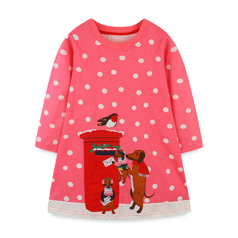 Puppy Post Box Appliqué Dress