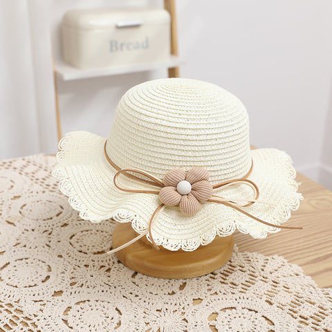 Flower Straw Wide-Brimmed Hat