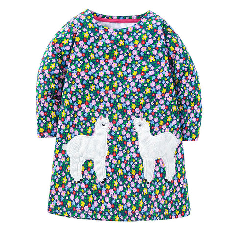 Plush Sheep Appliqué Dress