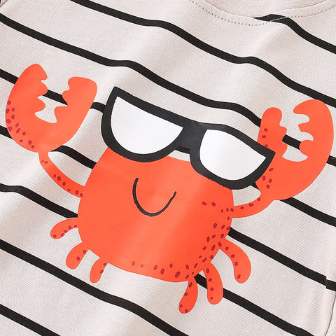 Crab Print Stripe T-Shirt