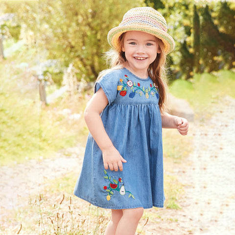 Girls Summer Embroidered Cotton Princess Dress