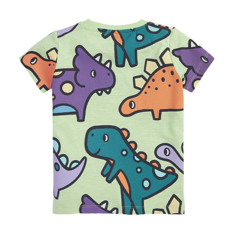 Cartoon Dinosaur Graffiti Printing Short Sleeve T-shirt