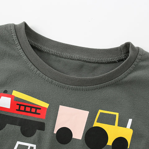 Car Printed Long-Sleeved T-shirt