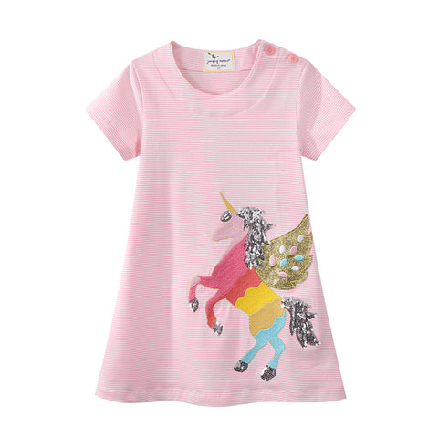 Unicorn Embroidered Short Sleeve Dress