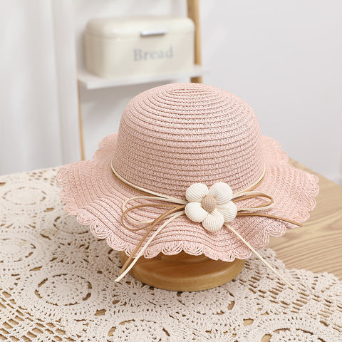 Flower Straw Wide-Brimmed Hat