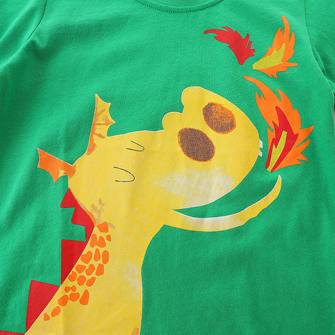 Fire Dragon Printed Short-Sleeved T-shirt