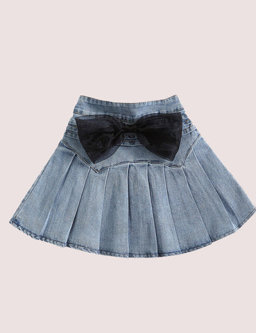 Bow-Tie Denim Skirt