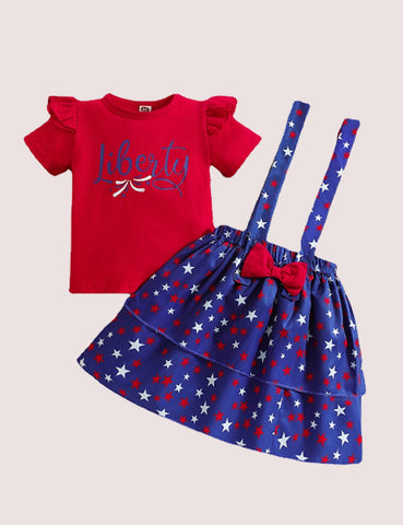 Independence Day Stars Suspender Skirt Suit