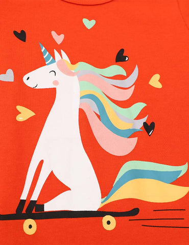 Unicorn Scooter Printed Long-Sleeved T-shirt