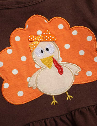 Halloween Turkey Embroidery Leopard Polka Dot Set