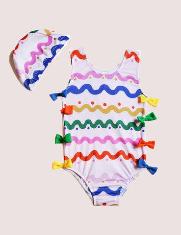 Wave Pattern One-Piece Swimsuit