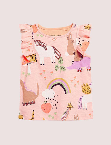 Cartoon Print Sleeveless T-shirt