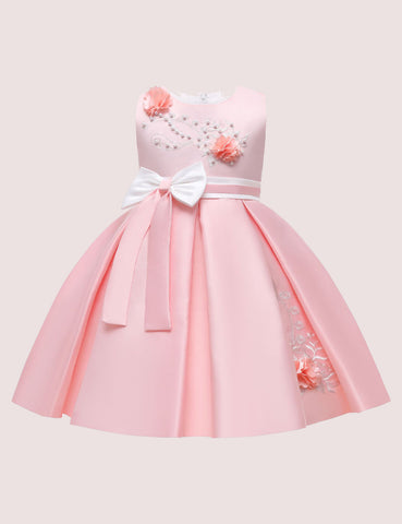 Bow Embroidery Party Dress