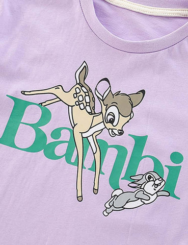 Deer Rabbit Printed Long-Sleeved T-shirt