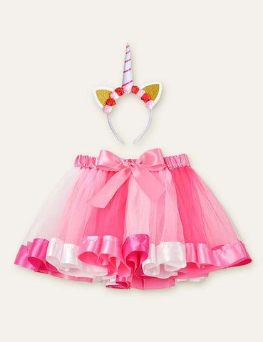 Unicorn Hair Accessories + Bow Mesh Skirt