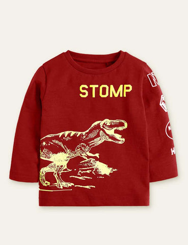 Dinosaur Printed Long-Sleeved T-shirt