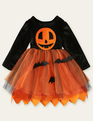 Halloween Pumpkin Bat Appliqué Skirt