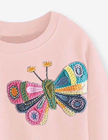 Three Butterfly  Appliqué Sweatshirt