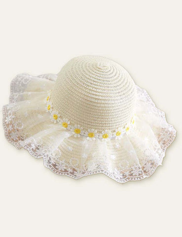 Flower Mesh Travel Straw Hat