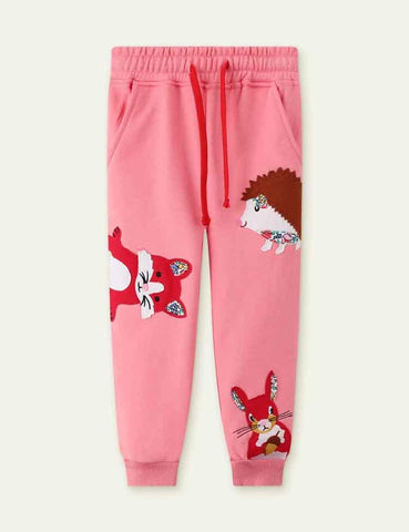 Animal Friends Appliqué Sweatpants - CCMOM