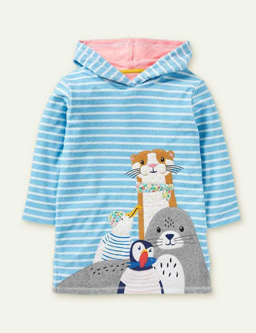 Appliqué Towelling Beach Hoodie Dress - CCMOM