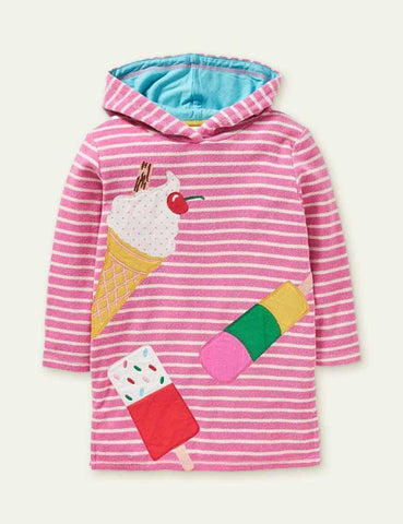 Appliqué Towelling Beach Hoodie Dress - CCMOM