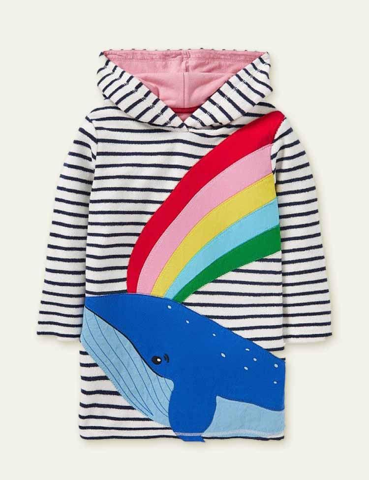 Appliqué Towelling Beach Hoodie Dress - CCMOM