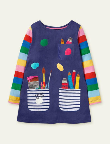 Artist Appliqué Pocket Dress - CCMOM