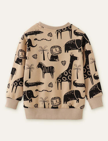 Forest Animal Printed Sweatshirt