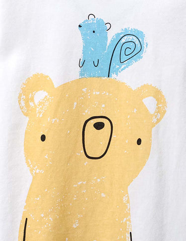 Bear and Squirrel Printed Long-Sleeved T-shirt