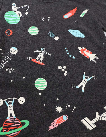 Glowing Space World Printed T-shirt