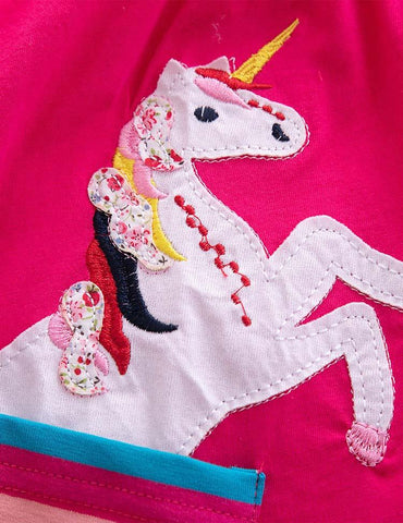 Rainbow Unicorn Appliqué Dress - CCMOM