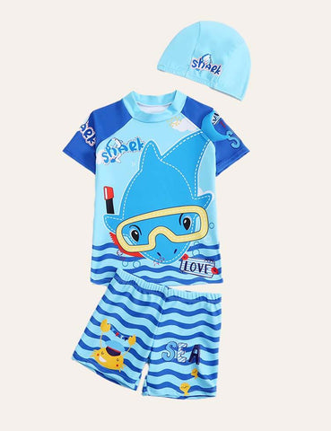 Cartoon Animal Swim Suit + Cap - CCMOM