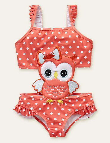 Animal Cute Appliqué One-Piece Swimsuit - CCMOM