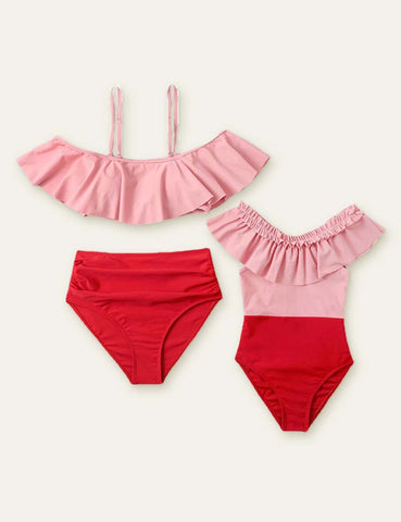 Off-Shoulder Family Matching Swimsuit