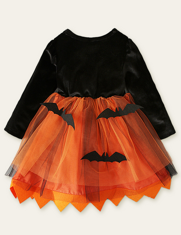 Halloween Pumpkin Bat Appliqué Skirt