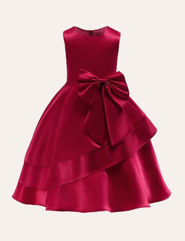 Bow Sleeveless Party Dress - CCMOM