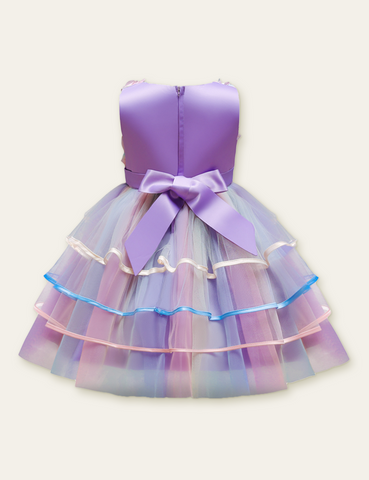 Rose Dream Bow Mesh Party Dress