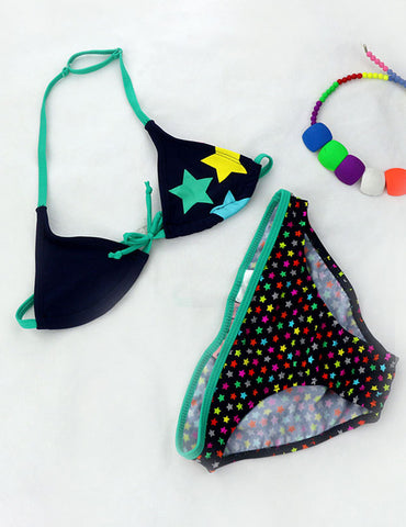 Star Pattern Split  Bikini Swimsuit