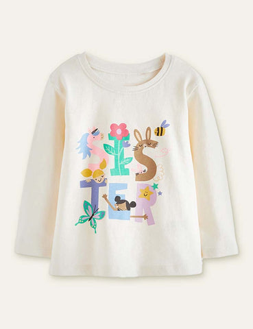 Cartoon Animal Printed Long Sleeve T-shirt