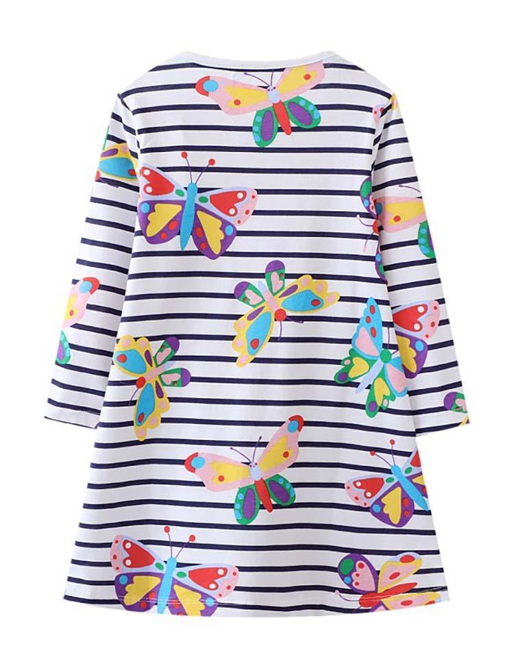 Butterfly Print Long Sleeve Dress - CCMOM